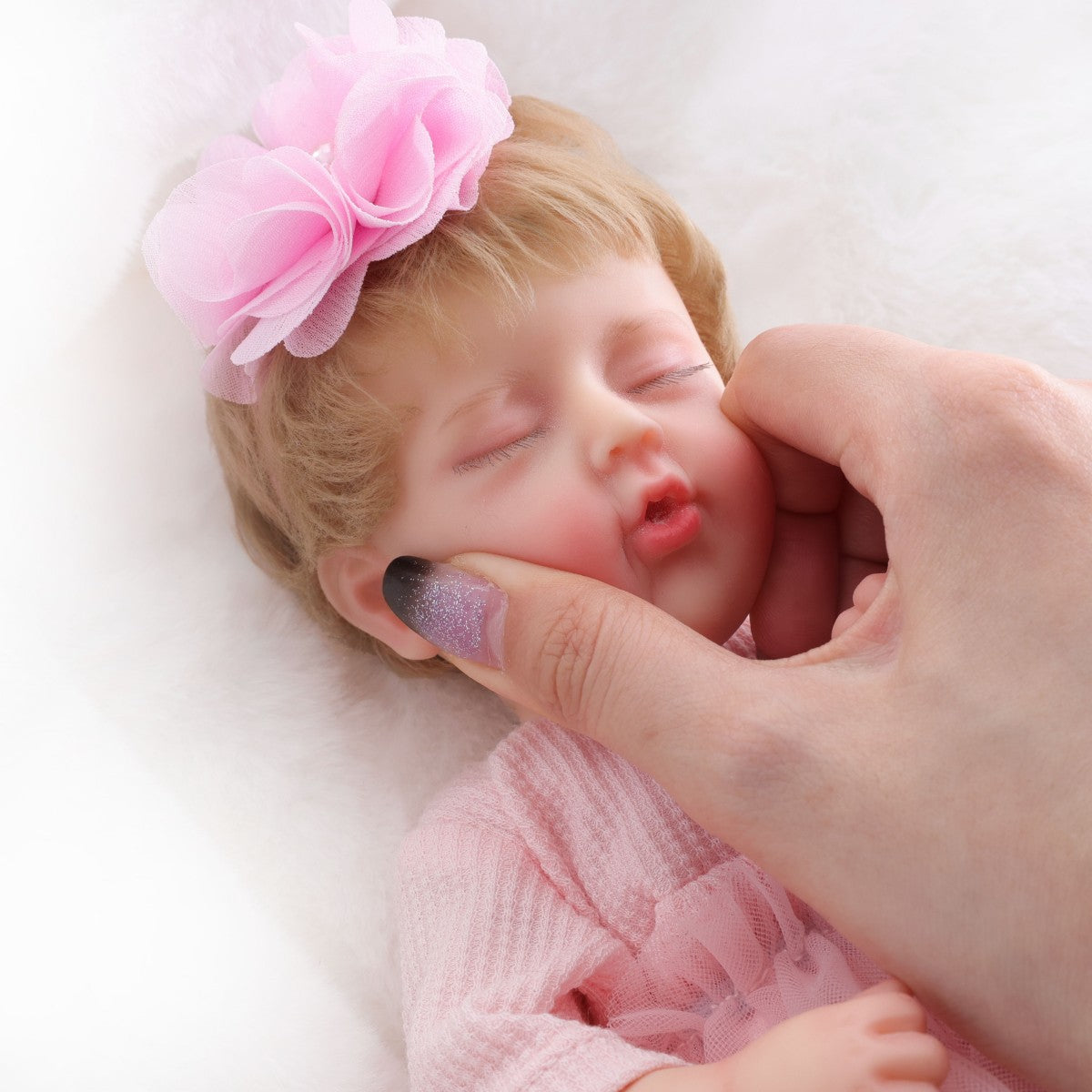 12 inch solid silicone simulation baby 30cm reincarnation doll, real kneading, hand feel, closed eyes, stretchable