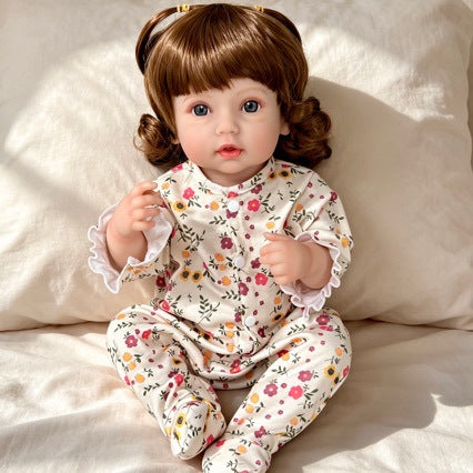 Realistic Reborn Baby Doll, 20 inch Vinyl Newborn Fashion Doll with Brown Hair and Blue Eyes