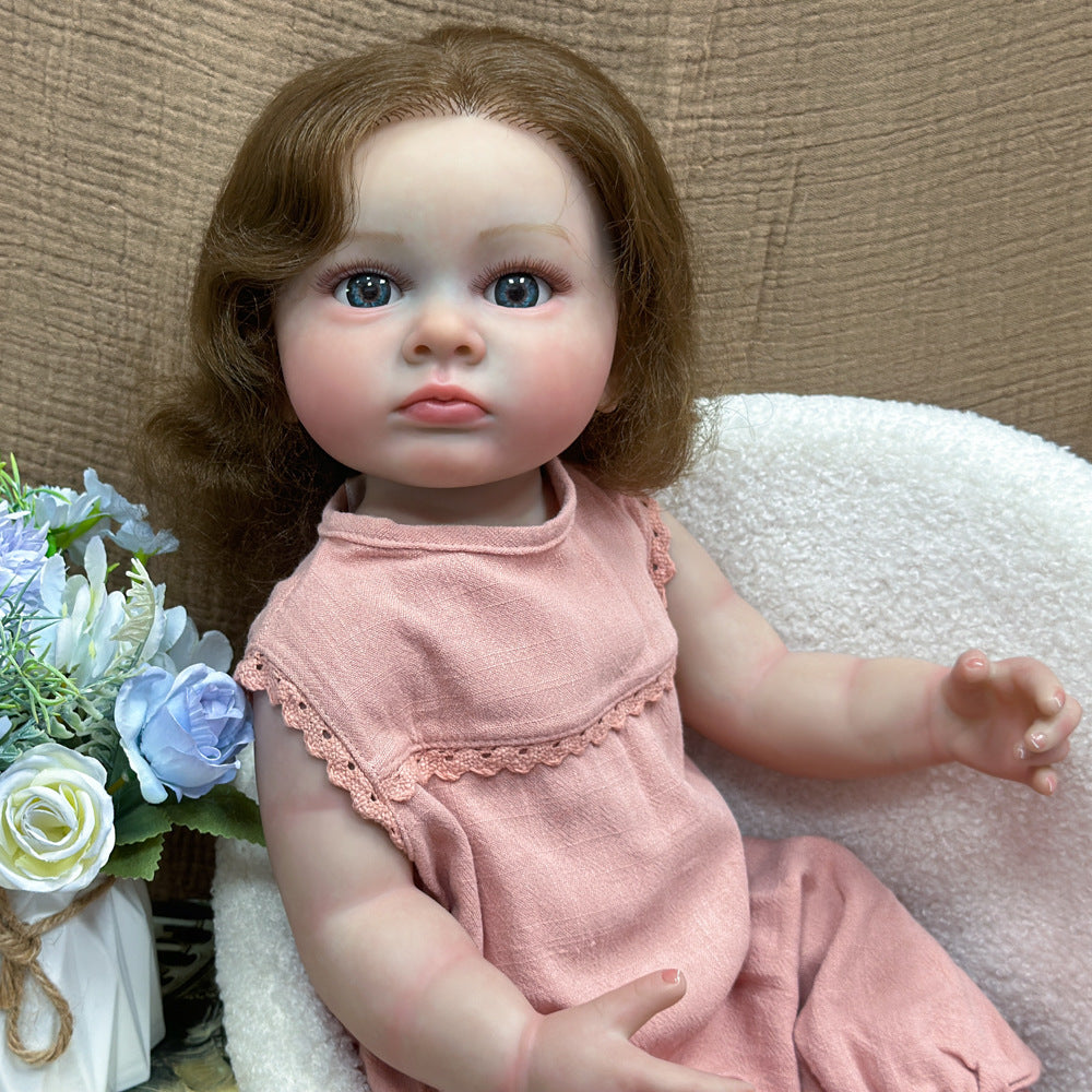 22 Inch Full‑Vinyl Lifelike Reborn Doll, Delicate Lace‑edged Clothing, Cherished Heirloom Keepsake for Birthday and Holiday Seasons