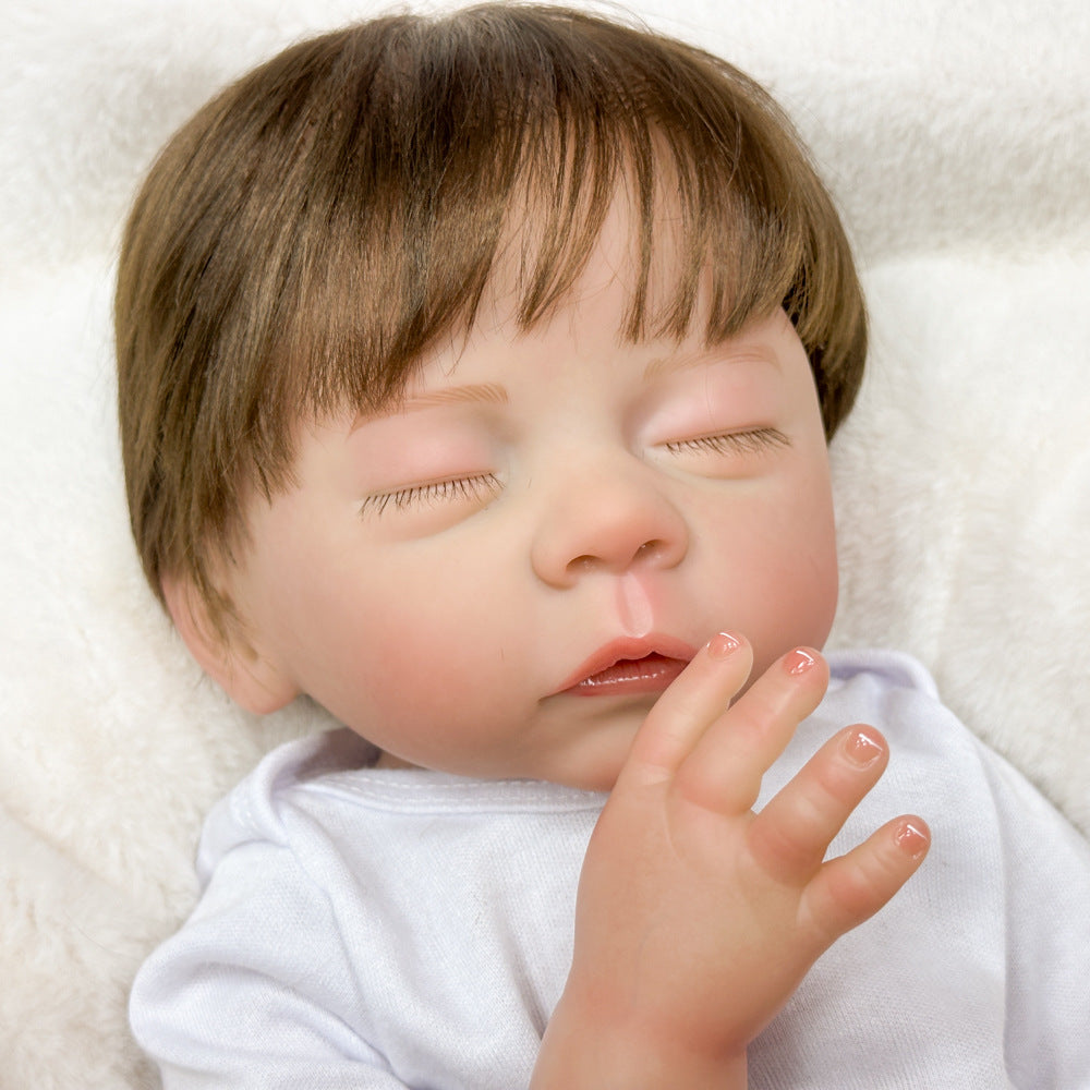 18in Full Vinyl Lifelike Sleeping Baby Doll, Sentimental Birthday Keepsake Present for Kids & Adult Enthusiasts