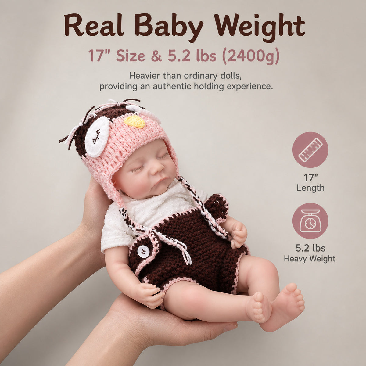 17 Inch Handmade Lifelike Reborn Doll Full Solid Silicone Body Realistic Newborn Baby Play Toy Gift for Girls & Doll Collectors