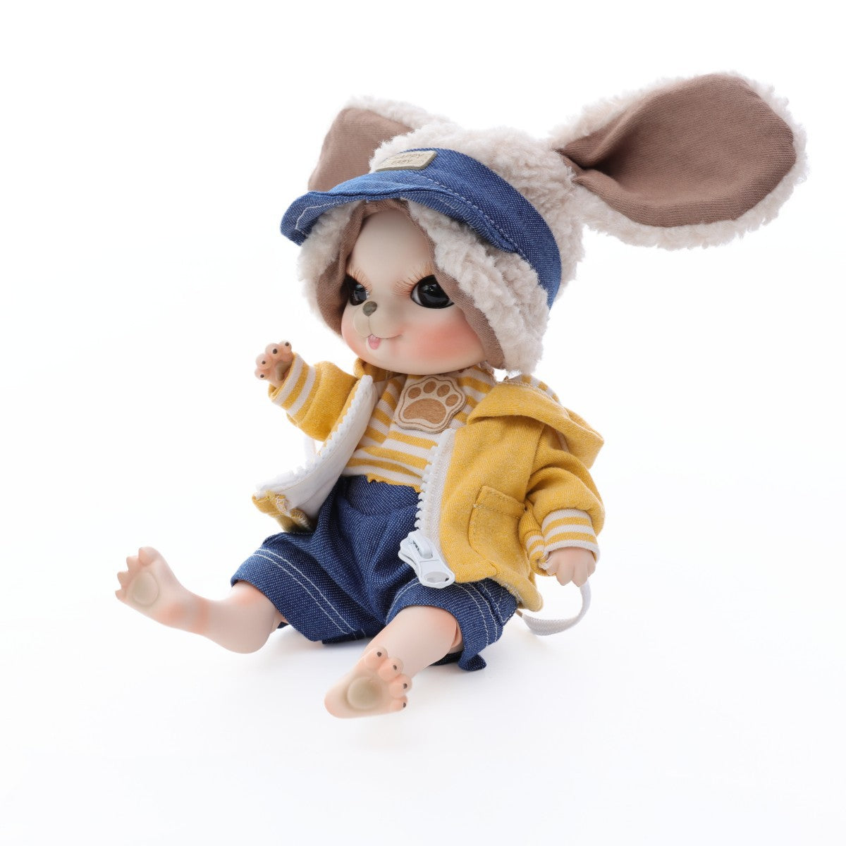 Adorable 10 Inch Porcelain Dress-up Baby Yollow Rabbit Dolls (BJD)
