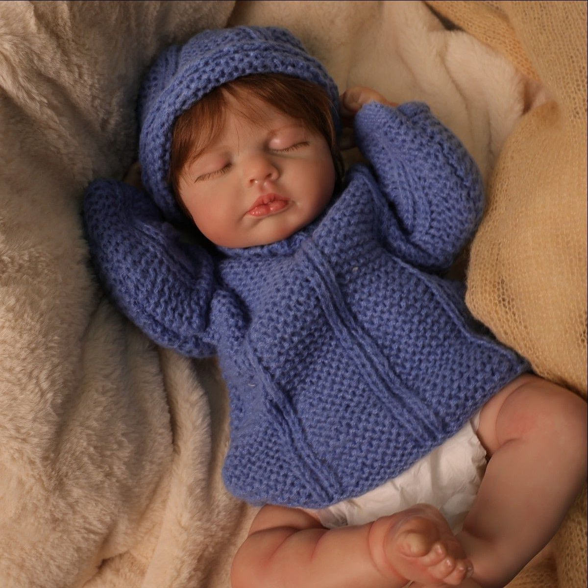 20 inch reborn baby doll with Soft Vinyl Body hand-made hair transplant, suitable for gifts for various holidays