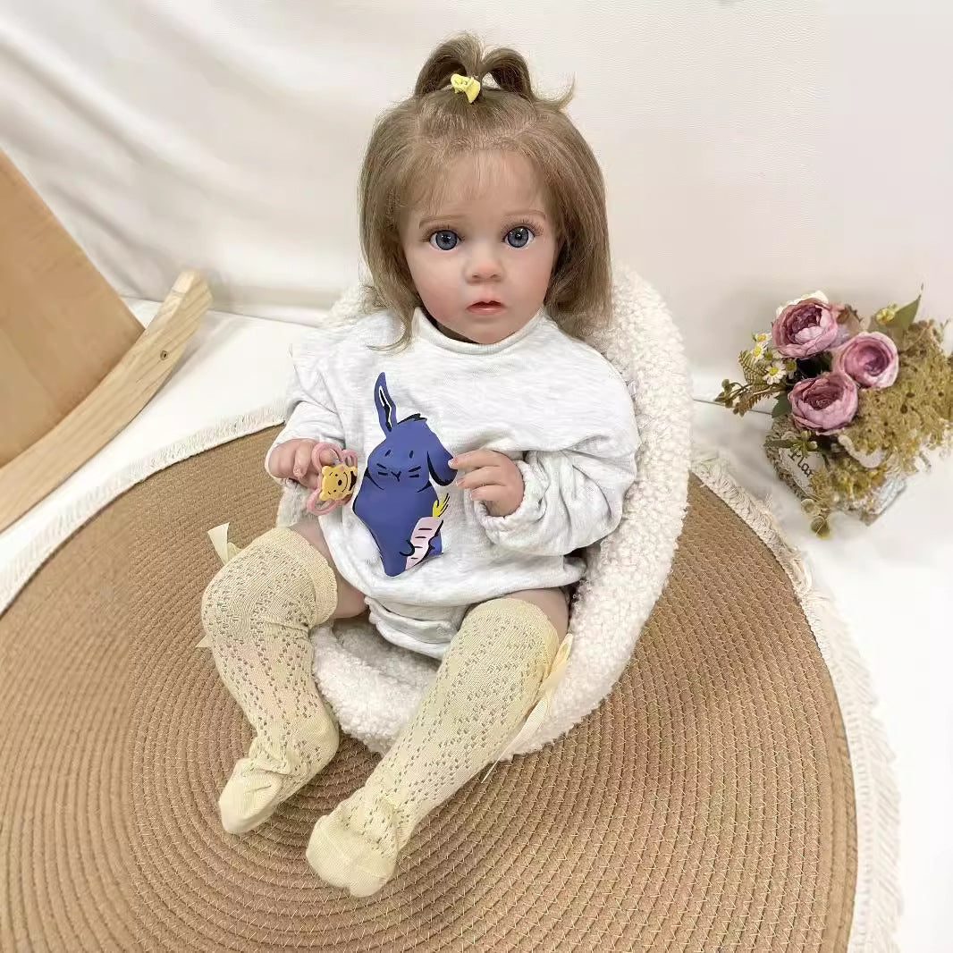 24 inch Lifelike Handcrafted Reborn Baby Doll Soft Cloth Body 3D Real Skin Kids Play Toy Gift for Girls