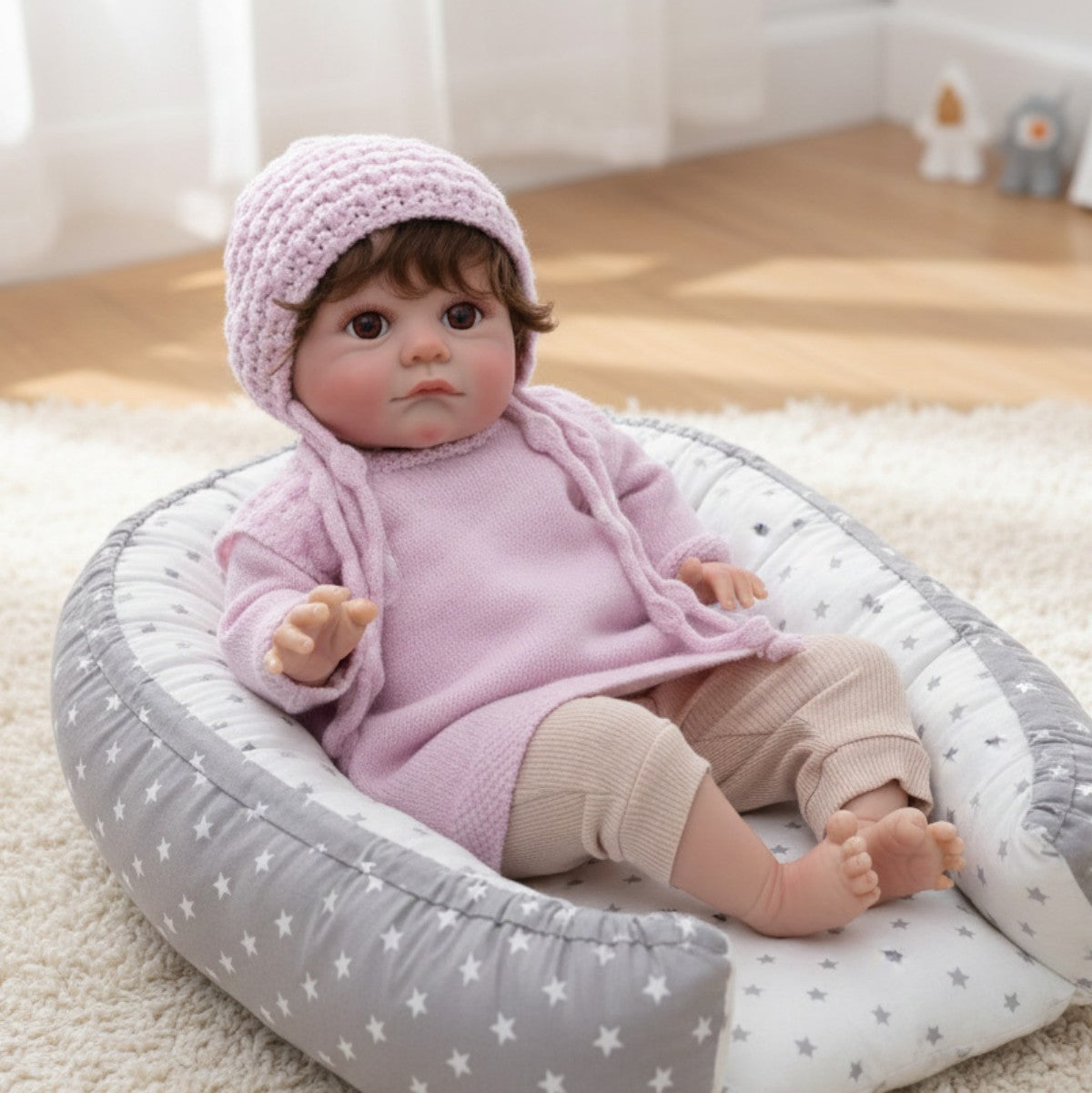 24 inch hair transplant reborn doll with Cloth Body simulated baby humanoid children's play house holiday gift