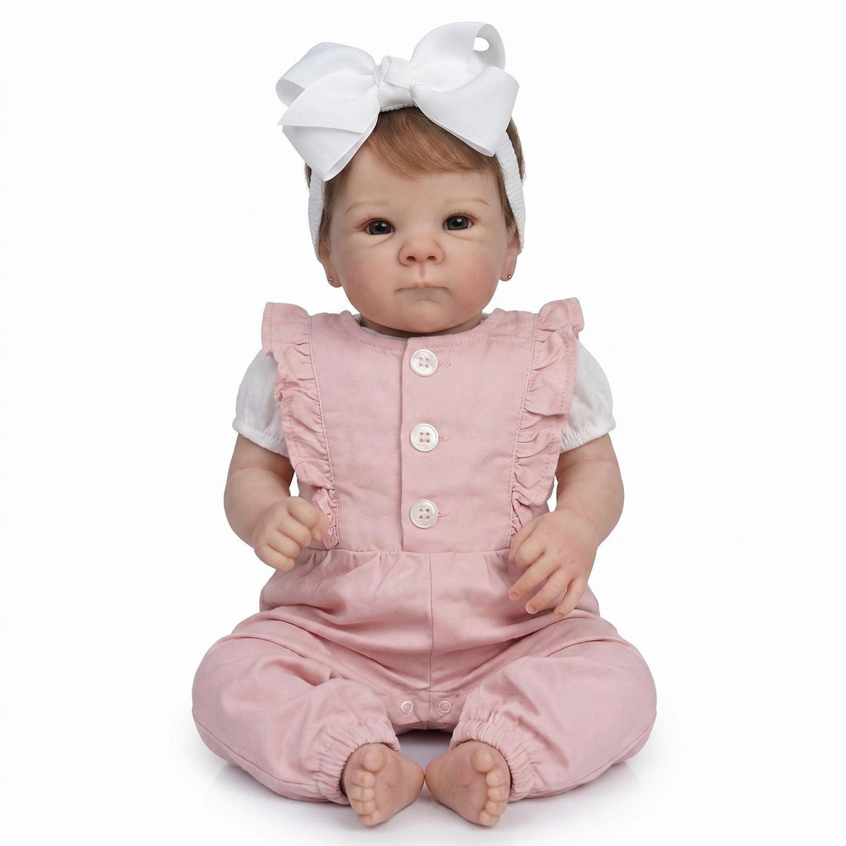 18 Inch Reborn Baby Girl Doll Full Vinyl Body Realistic Newborn Doll with Magnetic Pacifier, Bottle, Diaper & Outfit