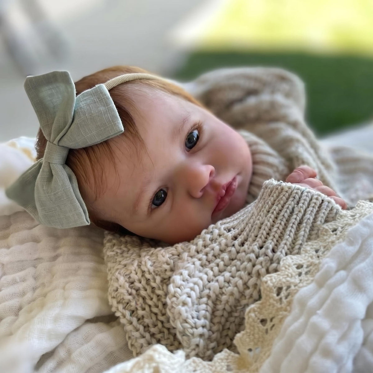 19 Inch Posable Full Vinyl Newborn Doll Vintage Knitted Outfit Pacifier Accessory Therapeutic Comfort Toy Suitable For Nursery Display & All Occasion Holiday Gifting