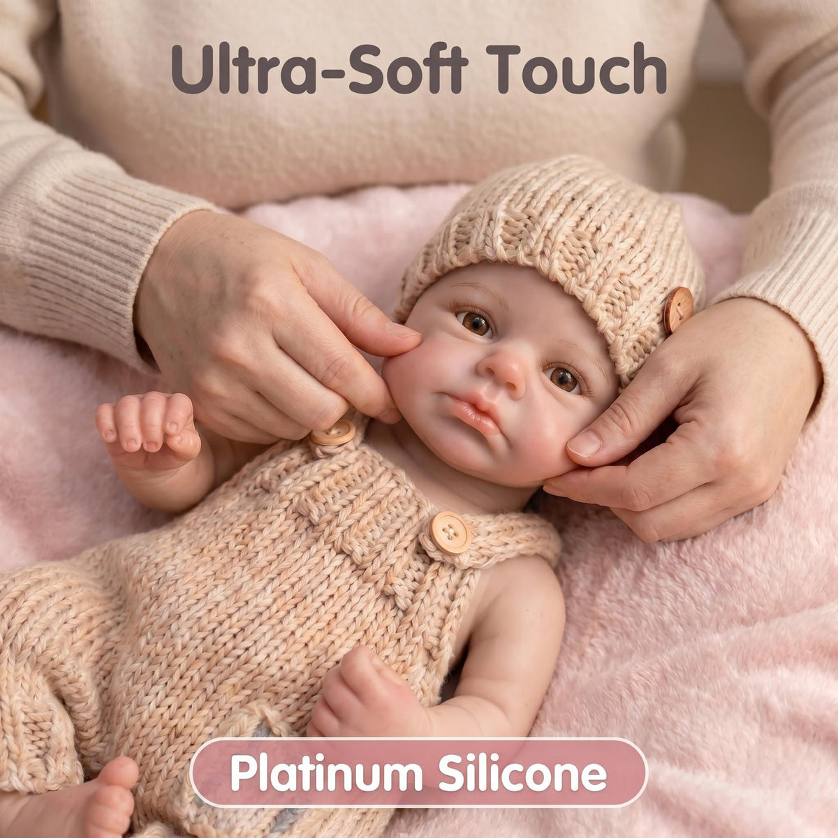 18 Inch with Full Silicone Reborn Doll, Natural Lifelike Brown Eyes, Collectible Art Reborn Doll, Therapeutic Companion Gift for Birthdays and Holiday Seasons
