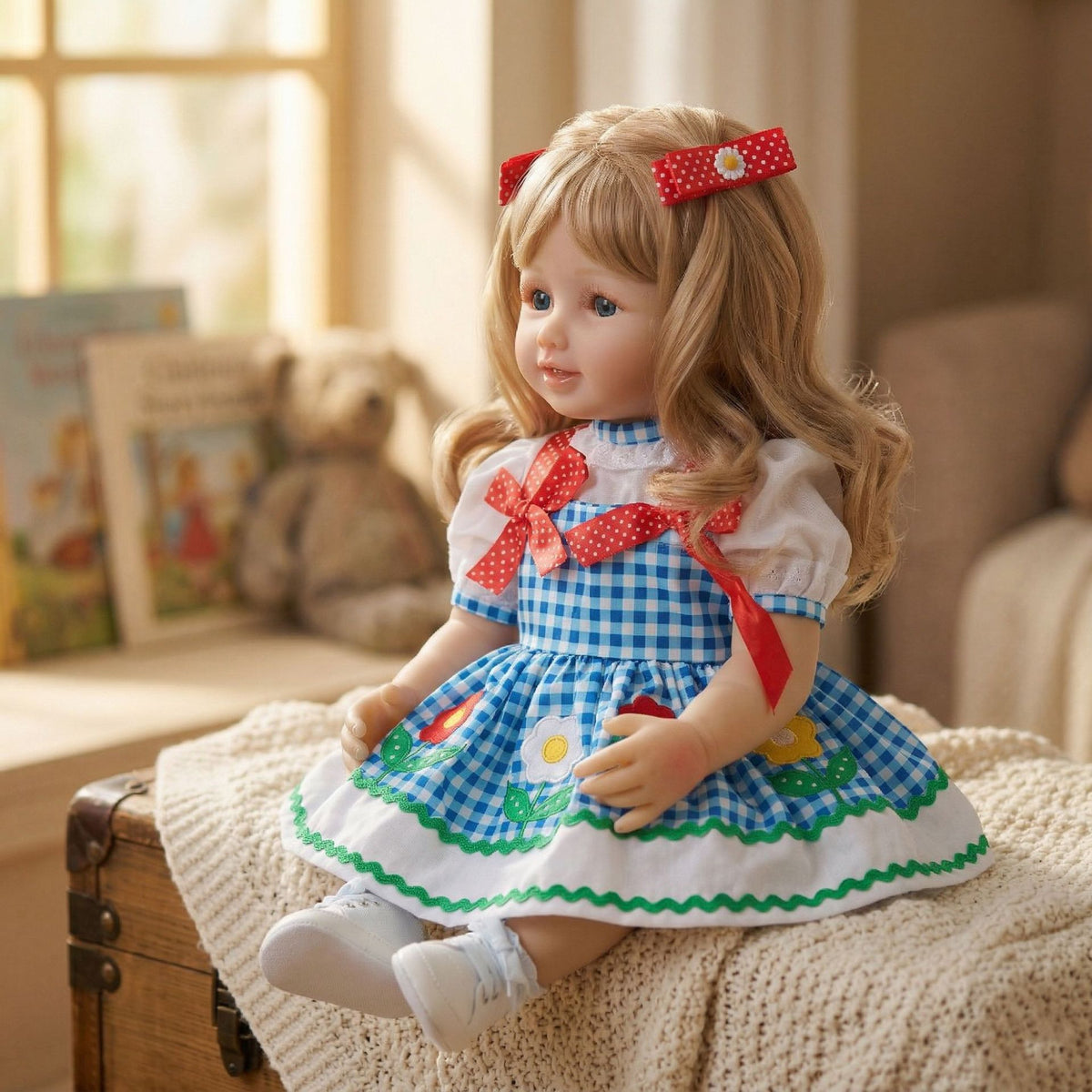 22 inch Multi-Layer Hand Painted Reborn Doll with Full vinyl body Soft Real Skin Texture Ideal Therapeutic Comfort Companion Gift Set