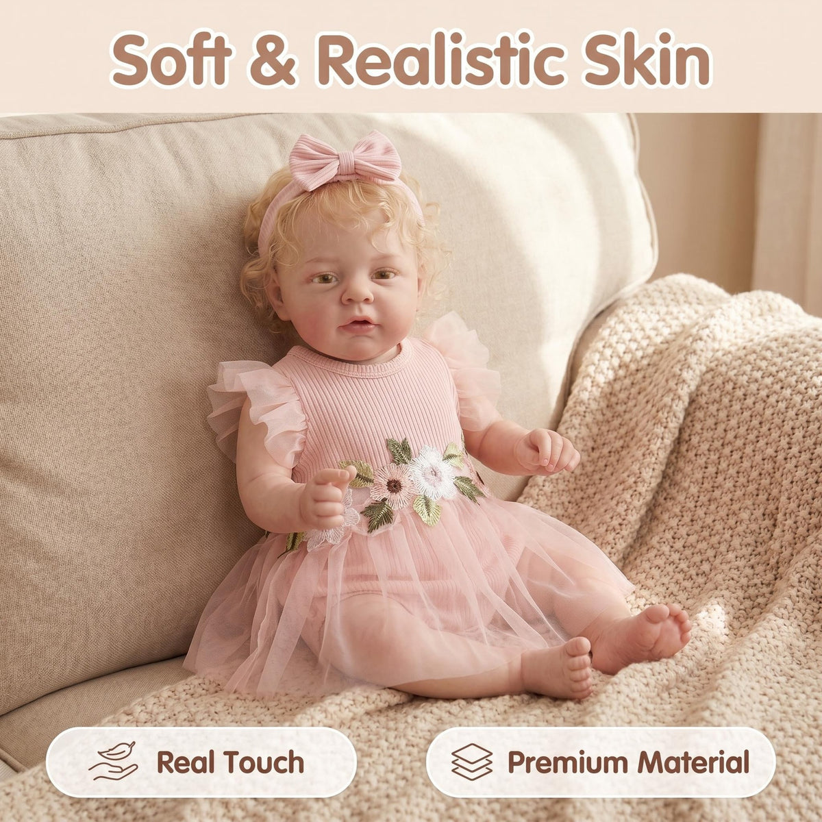19 inch With Cloth Body With Vinyl Limbs Reborn Doll, Wonderful Gift Option For Baby Shower, Thanksgiving And Holiday Celebrations