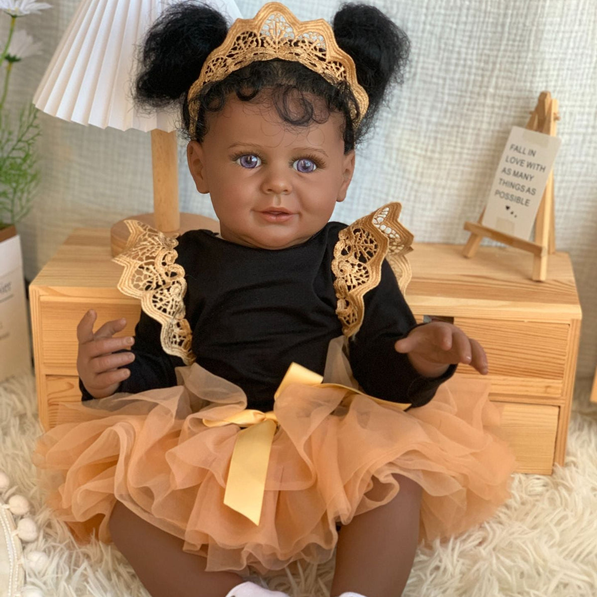 24 inch with Cloth Body simulated African children gift toy rebirth doll baby companion toy