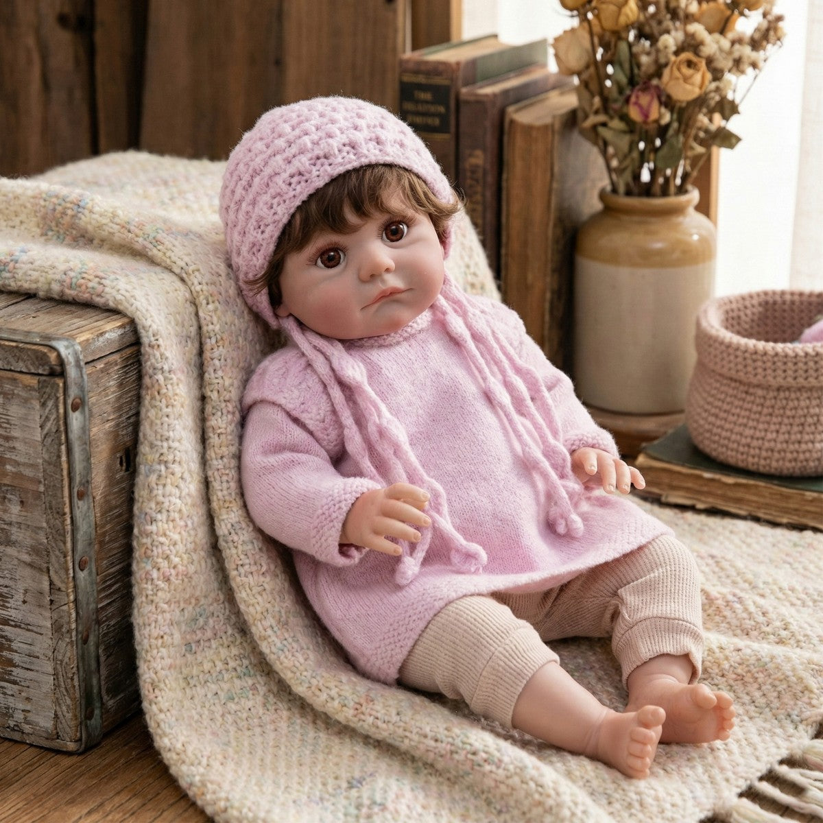 24 inch hair transplant reborn doll with Cloth Body simulated baby humanoid children's play house holiday gift