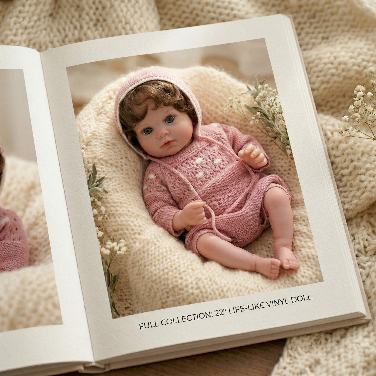 55CM Reborn Doll Simulation Baby Hair Transplant Handmade Exquisite Painted 3D Doll