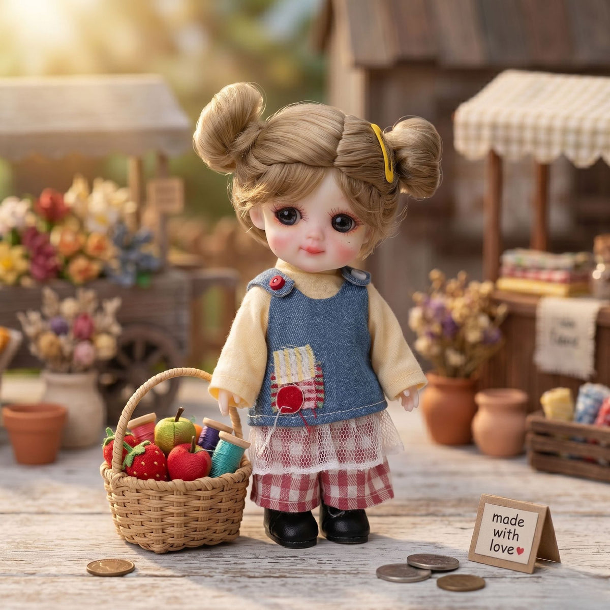6 inch Mini with Full ceramic Body, Handmade Clothes Tabletop Ornament For Doll Collectors