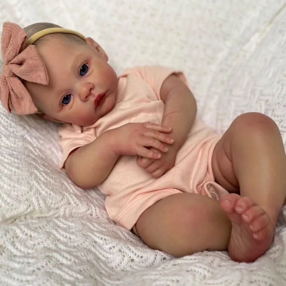 19 inch Lifelike Reborn Baby Girl Doll, Full Vinyl Handmade Doll, Realistic Newborn Toy for Kids