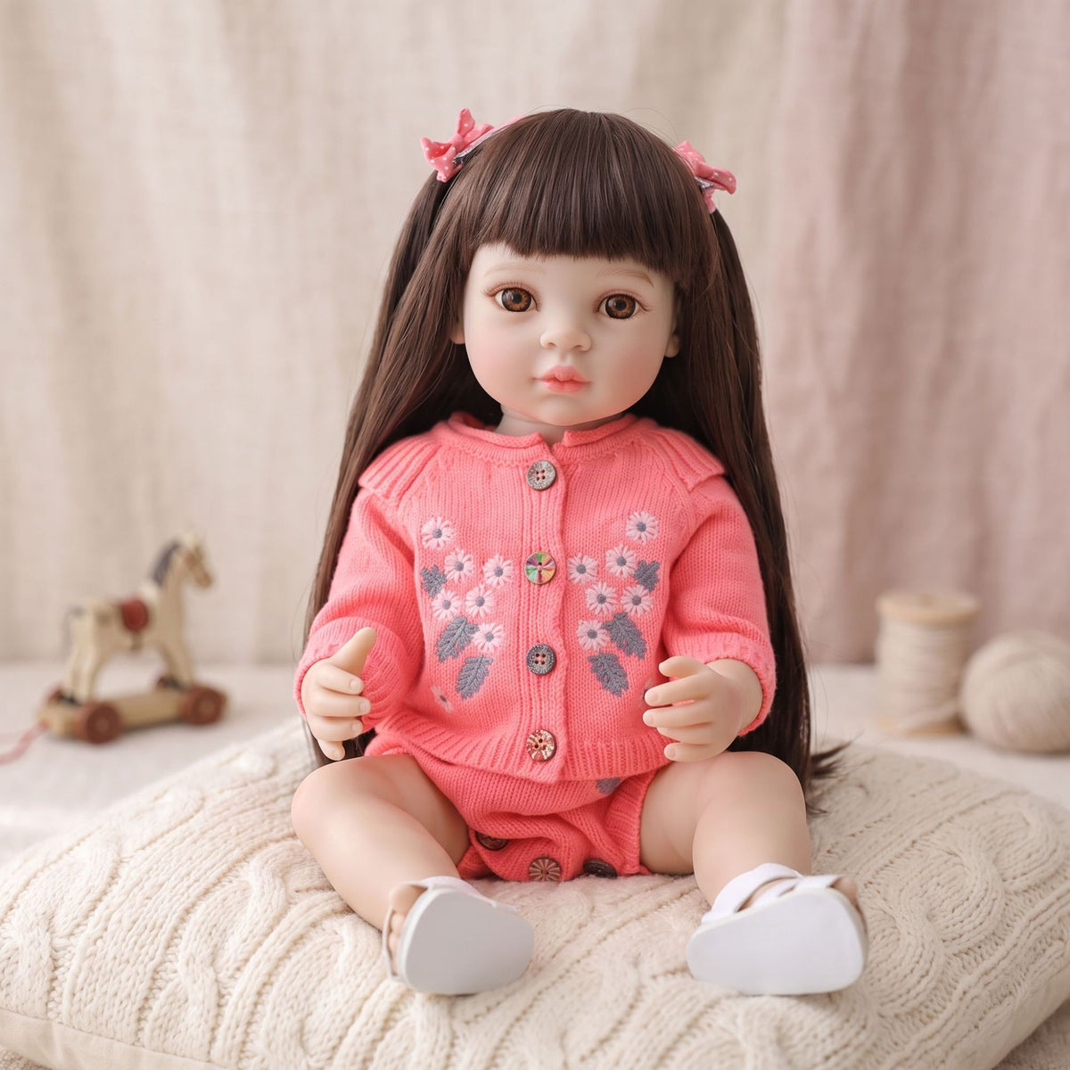 22 inch reborn doll with Full Vinyl Body simulated baby comfort doll gift for girl