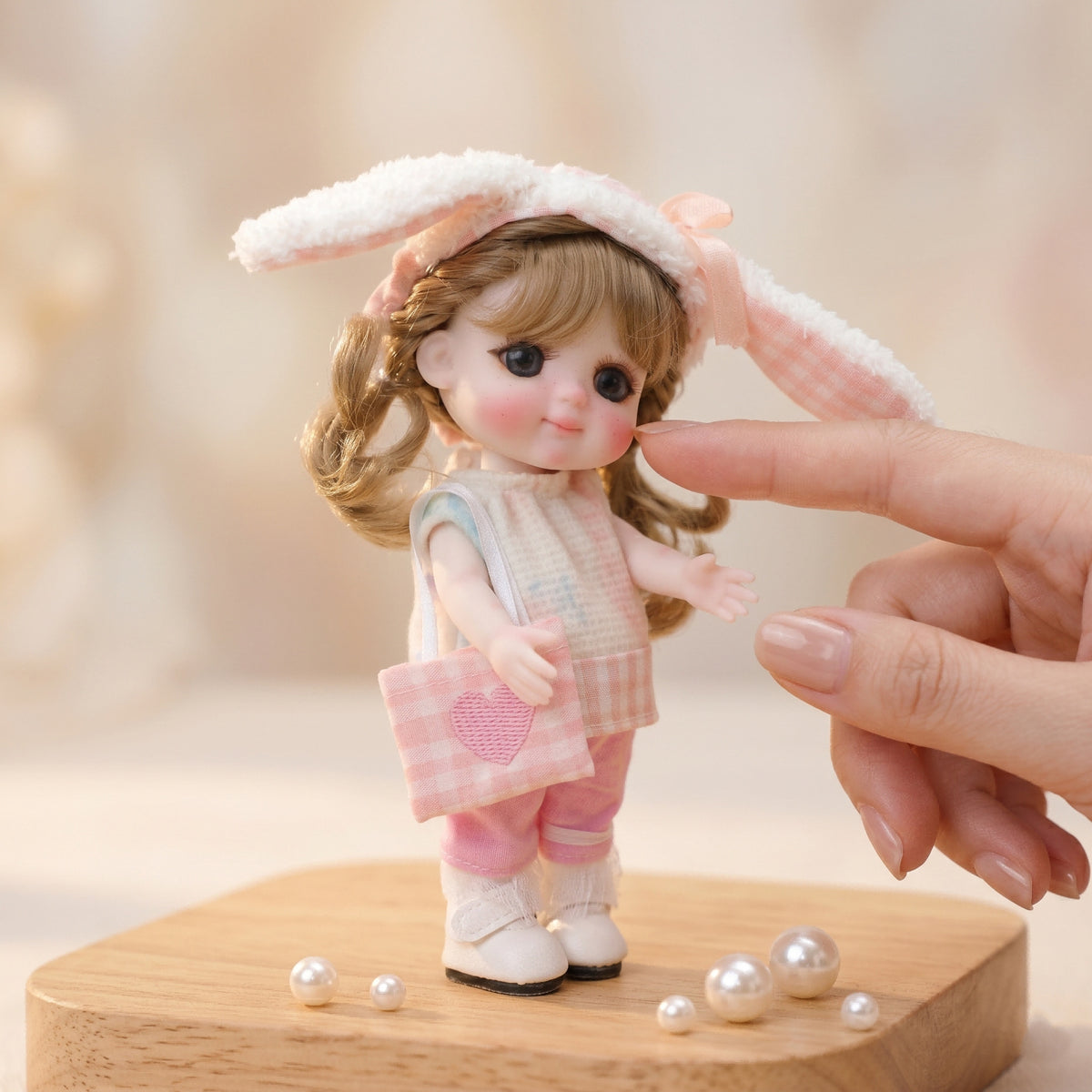 6 inch Mini with Full ceramic Body, Handmade Clothes Tabletop Ornament For Doll Collectors