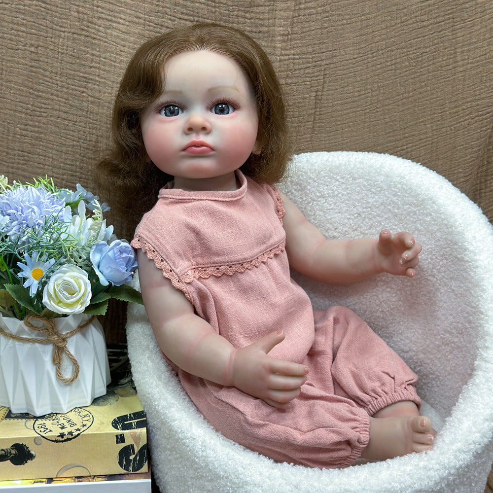 22 Inch Full‑Vinyl Lifelike Reborn Doll, Delicate Lace‑edged Clothing, Cherished Heirloom Keepsake for Birthday and Holiday Seasons