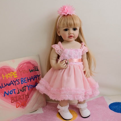 22 inch Real Baby Dolls for Girls, Full vinyl Body with Nipple Bottle, Pacifier, with Clothes