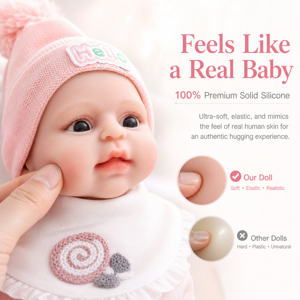 12 inch with Full Solid Silicone Body lifelike doll toy, Collectible Doll Toy for Girls & Doll Lovers
