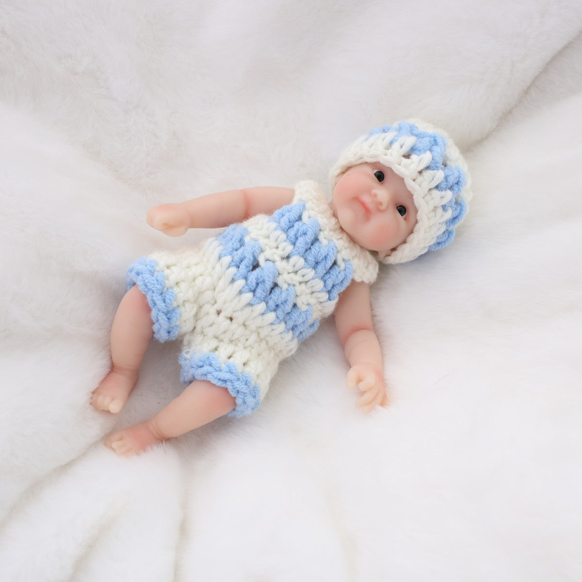 6-inch palm solid silicone reborn baby simulation doll, real-feel stretchable children's toy gift