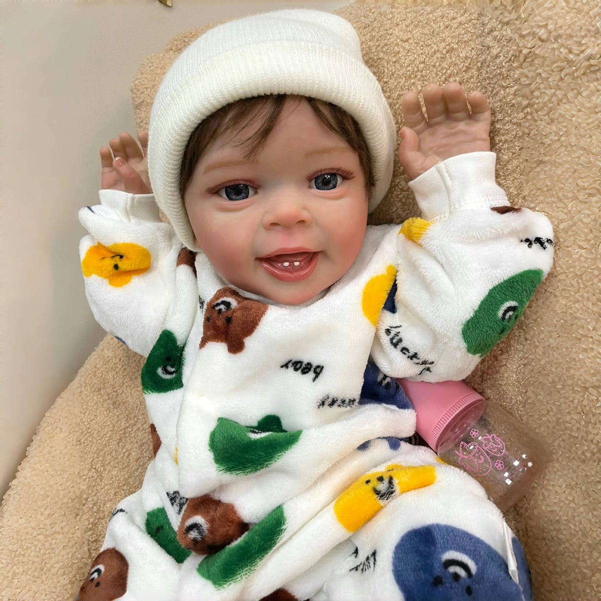 23 inch Handmade Lifelike Reborn Baby Doll with Cloth Body Realistic 3D Skin Children Play Toy for Little Girls