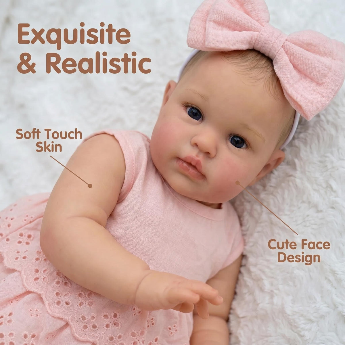 22 inch Reborn Baby Doll With Cloth Body and Poseable Vinyl Limbs, Thoughtful Present Suitable For Birthday Parties, Thanksgiving, Christmas and All Festive Occasions