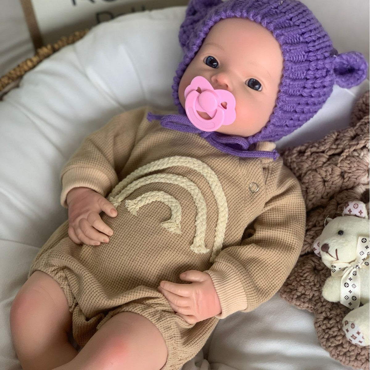 [Drink and Wet System] 20 inch with Full solid silicone baby simulation rebirth doll with drinking and peeing functions Toy for Kids Play & Doll Collectors