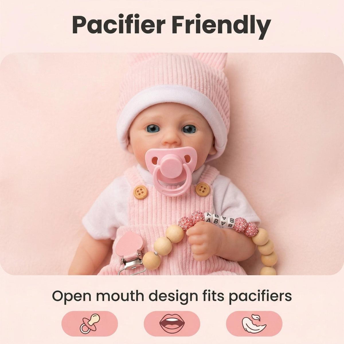 12 inch pink striped overalls Meadow pure silicone reborn doll