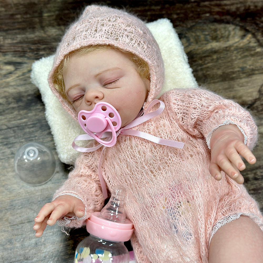 Lifelike 17 Inch Cloth Body Collectible Doll, Animal Print Outfit & Matching Hat, Multi-Age Companion Toy for Play and Display