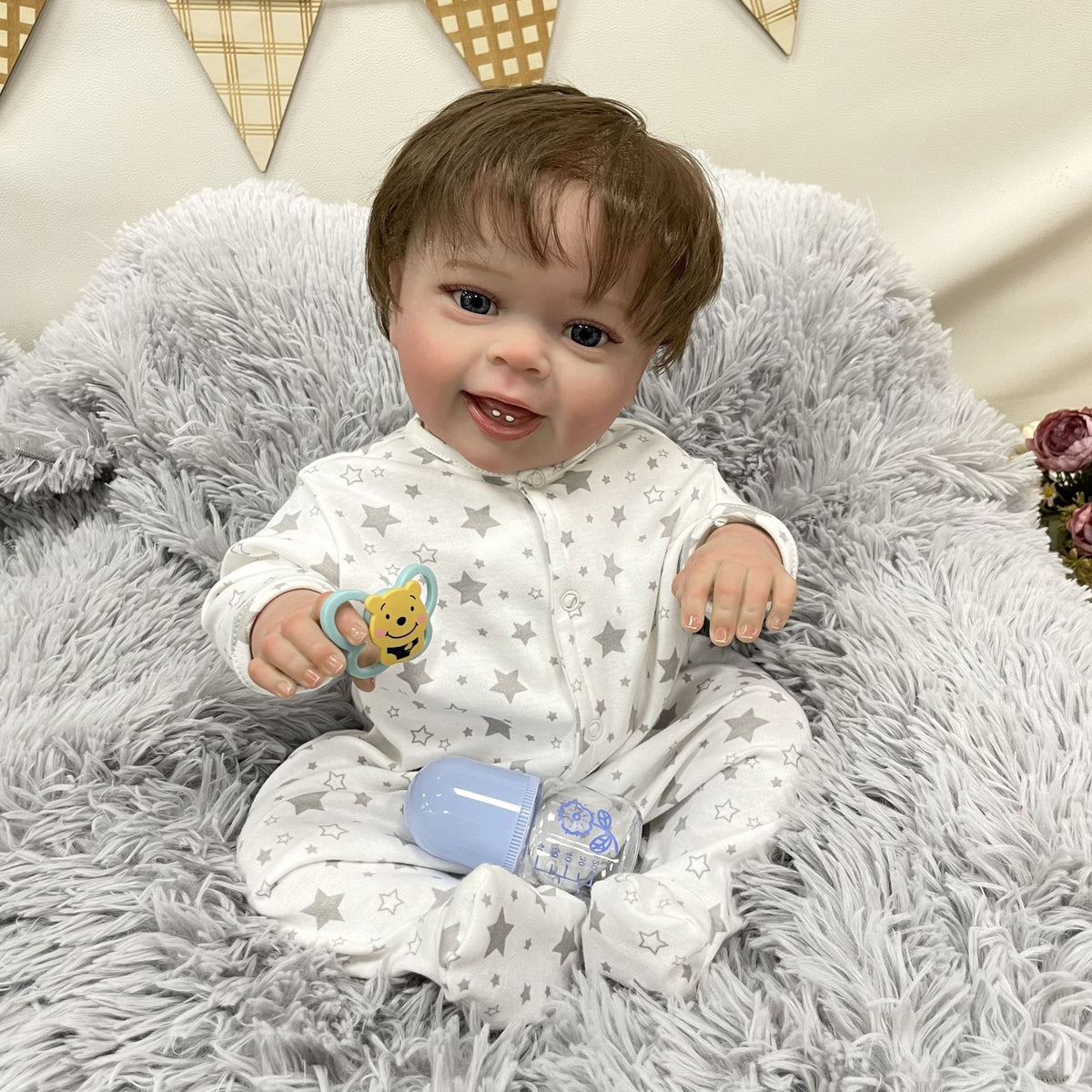 23 Inches Lifelike Handmade Reborn Doll with Cloth Body Real 3D Skin Simulation Newborn Baby Doll Play Toy for Girls Children