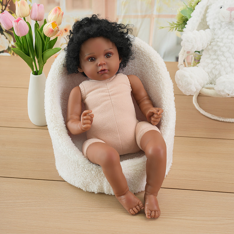 24-Inch/60cm Realistic African American Reborn Vinyl Doll - Cloth Body Reborn Dolls - Reborn Doll Australia