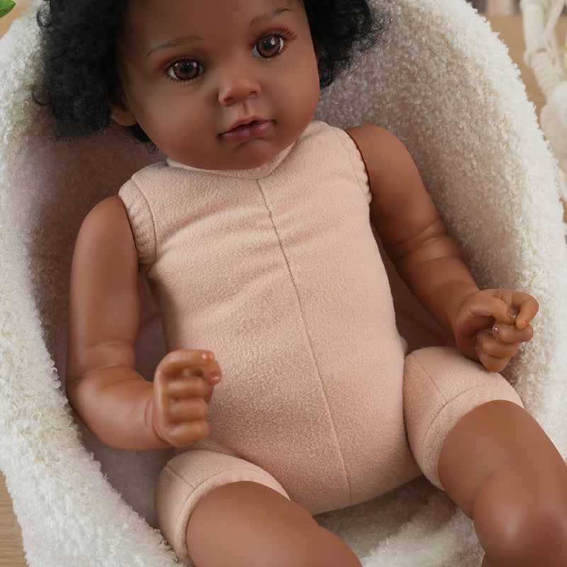 24-Inch/60cm Realistic African American Reborn Vinyl Doll - Cloth Body Reborn Dolls - Reborn Doll Australia