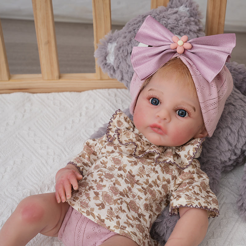 Lifelike Silicone Reborn Girl Baby Doll 16 Inch/40cm with Blonde hair - Reborn Doll Australia