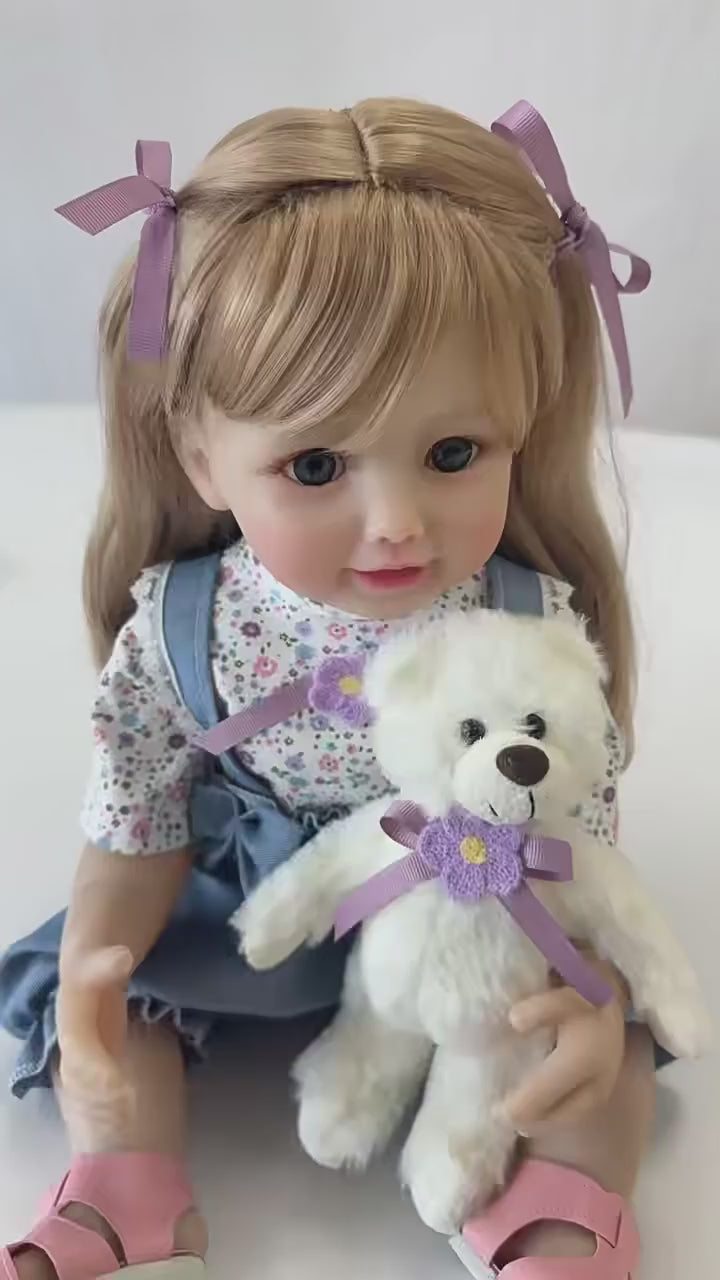 22 inch/55cm New Reborn Doll Simulation Baby Doll Toy Full Vinyl Lifelike Reborn Baby Dolls With Long Hair