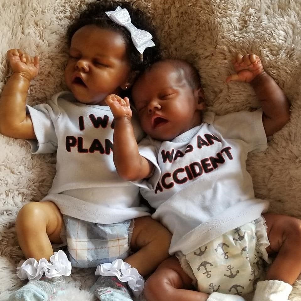 18-Inch/45cm African American Reborn Twins - Full Body Vinyl Waterproof Sleeping Baby Set - Reborn Doll Australia