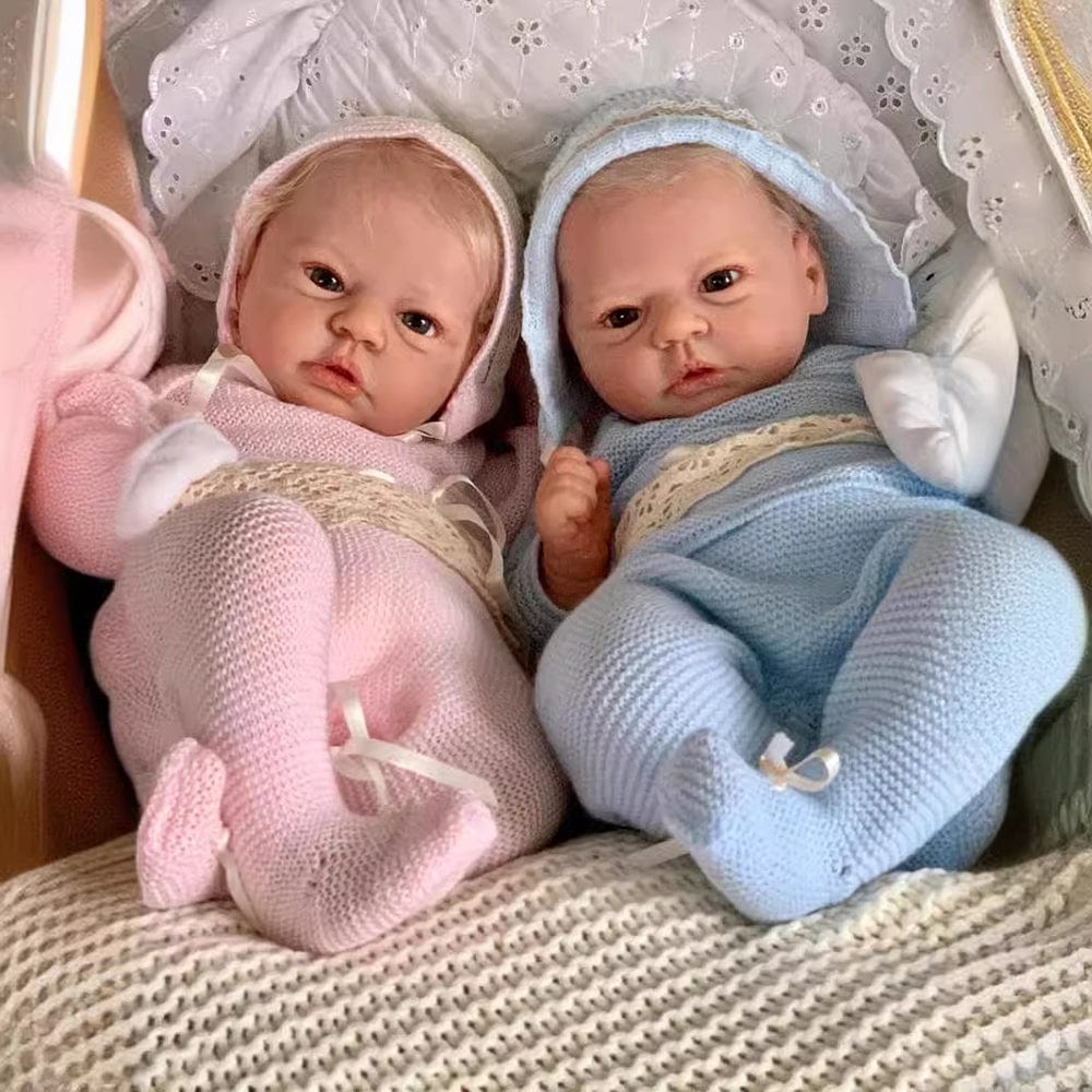 18-Inch/45cm Reborn Twin Dolls Set - Realistic Weighted Cloth Body Boy & Girl Siblings - Reborn Doll Australia