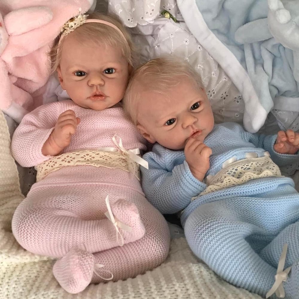 18-Inch/45cm Reborn Twin Dolls Set - Realistic Weighted Cloth Body Boy & Girl Siblings - Reborn Doll Australia