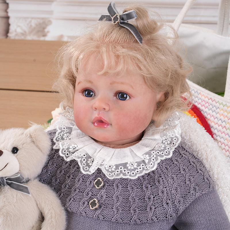 Lifelike Reborn Baby Doll with Soft Cloth Body and A Bear Toy 26 Inches/65cm - Reborn Doll Australia