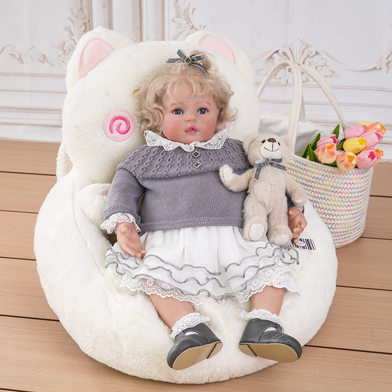 Lifelike Reborn Baby Doll with Soft Cloth Body and A Bear Toy 26 Inches/65cm - Reborn Doll Australia