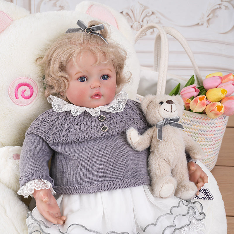 Lifelike Reborn Baby Doll with Soft Cloth Body and A Bear Toy 26 Inches/65cm - Reborn Doll Australia