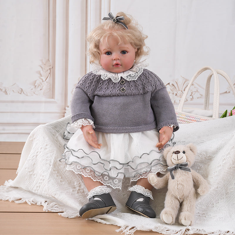 Lifelike Reborn Baby Doll with Soft Cloth Body and A Bear Toy 26 Inches/65cm - Reborn Doll Australia