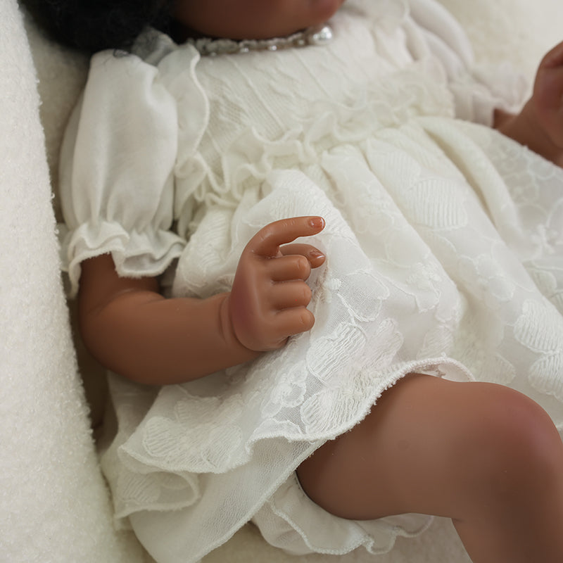Reborn Baby Doll African American Curly-Haired 22-inch/55cm Lifelike Baby Dolls Kids Gift - Reborn Doll Australia