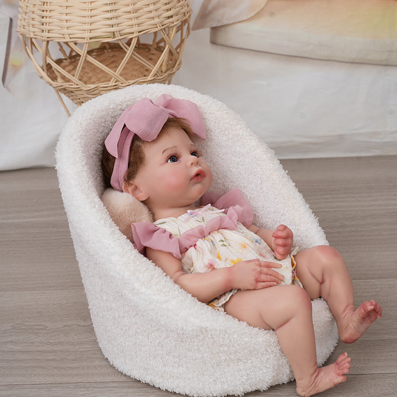 Silicone Reborn Lifelike Baby Dolls 16 Inch/40cm with Brown Hair - Reborn Doll Australia