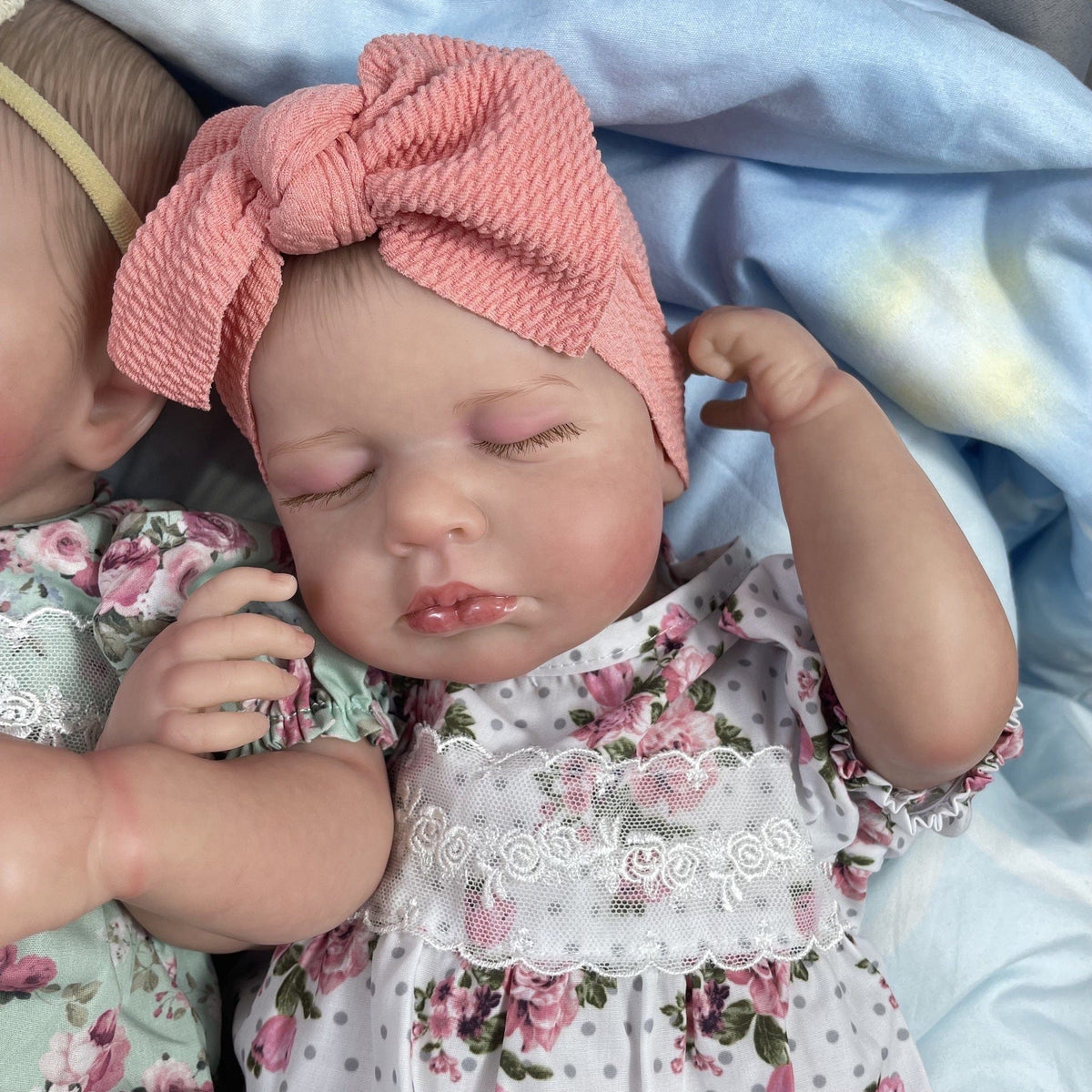 20-Inch/50cm Sleeping Reborn Twin Girls Set - Realistic Full Body Vinyl Bathable Sibling Sisters - Reborn Doll Australia
