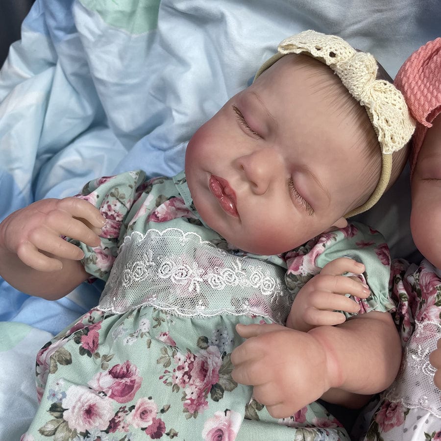 20-Inch/50cm Sleeping Reborn Twin Girls Set - Realistic Full Body Vinyl Bathable Sibling Sisters - Reborn Doll Australia